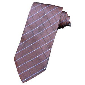 HUGO BOSS Men's Tie 100% Silk ITALY Designer Geometric Maroon Purple Box 60"